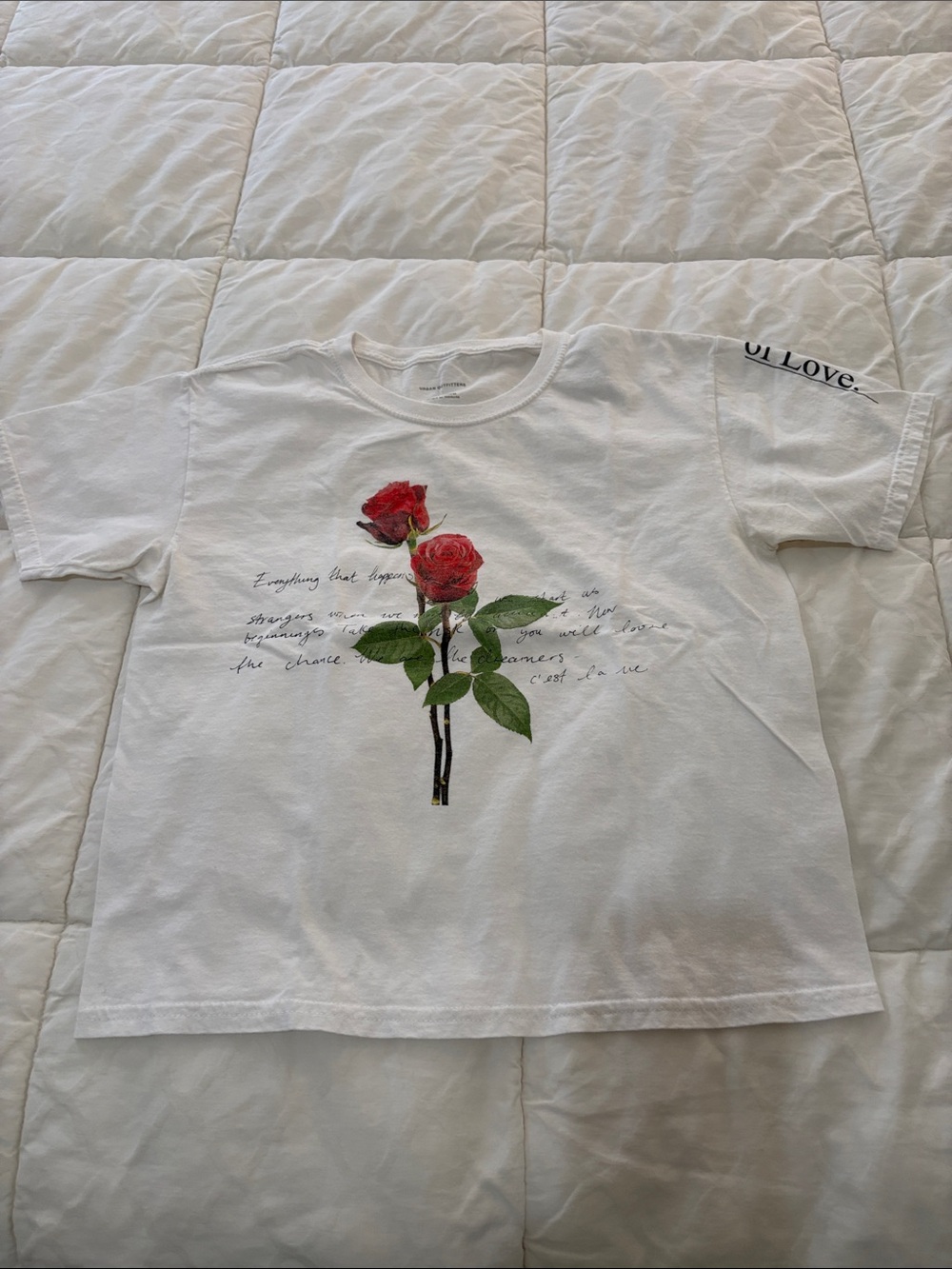 Urban Outfitters White Tee with Red Rose Graphic